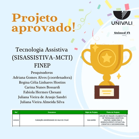 Pesquisadoras da Univali têm projeto de inclusão aprovado na Finep.png Pesquisadoras da Univali têm projeto de inclusão aprovado na Finep.png
