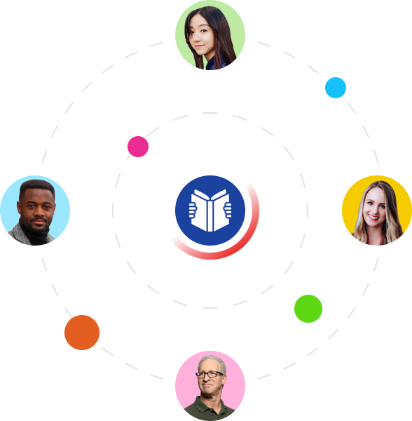 Vários ícones de pessoas envolvidos por um circulo cinza